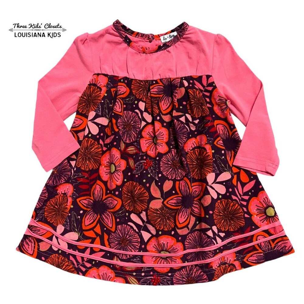 Le Top 18m Purple & Pink Floral Corduroy Dress